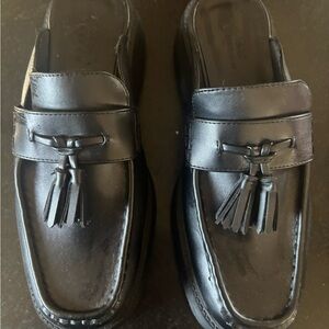 ASOS Sleek Black Tassel Clogs